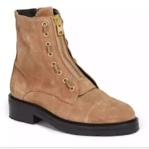 All Saints Ariel Brown Suede Zip Up Combat Boots Size 37