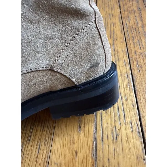 All Saints Ariel Brown Suede Zip Up Combat Boots Size 37