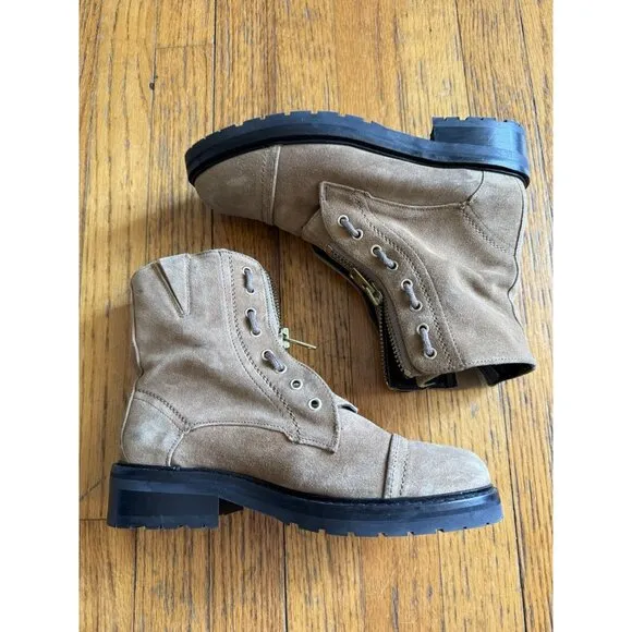 All Saints Ariel Brown Suede Zip Up Combat Boots Size 37