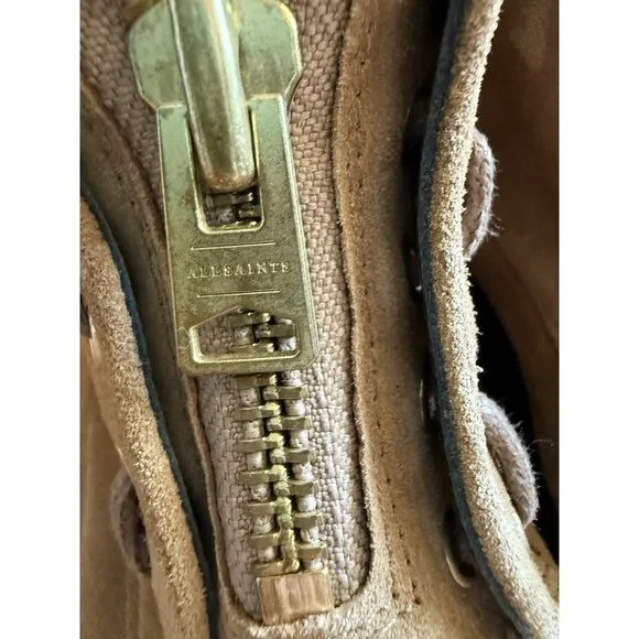 All Saints Ariel Brown Suede Zip Up Combat Boots Size 37