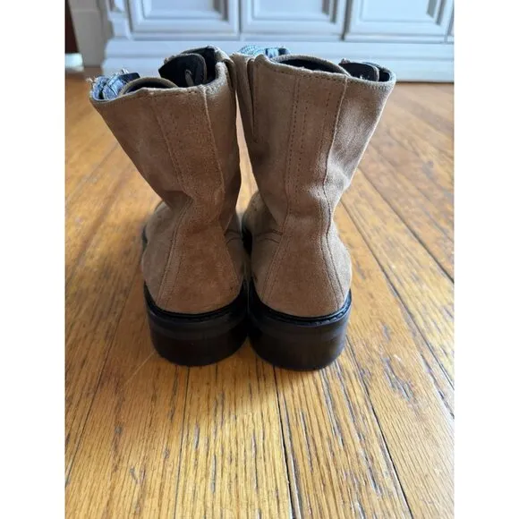 All Saints Ariel Brown Suede Zip Up Combat Boots Size 37