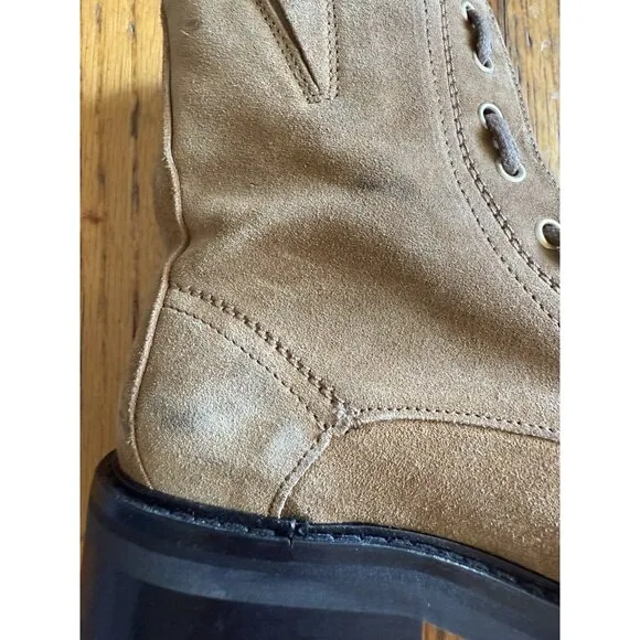All Saints Ariel Brown Suede Zip Up Combat Boots Size 37
