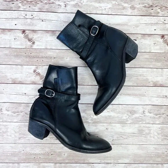 ALL SAINTS Black Real Leather Ankle Boots Sz 39