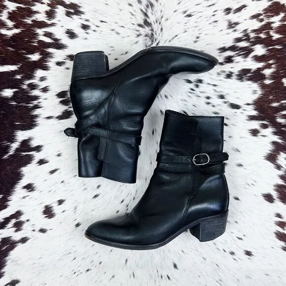 ALL SAINTS Black Real Leather Ankle Boots Sz 39