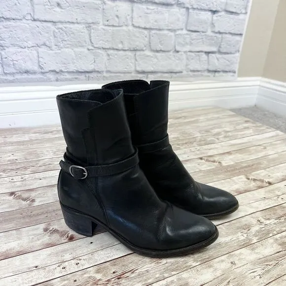 ALL SAINTS Black Real Leather Ankle Boots Sz 39