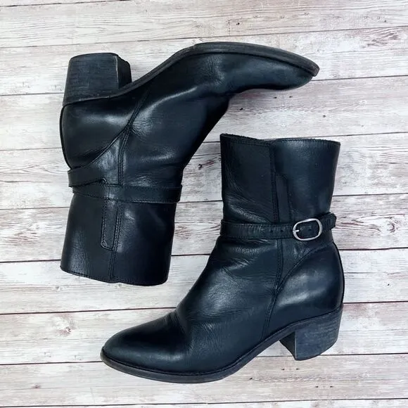 ALL SAINTS Black Real Leather Ankle Boots Sz 39