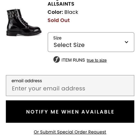 All Saints Brigade Boot in Black. Size 8. Fits true to size