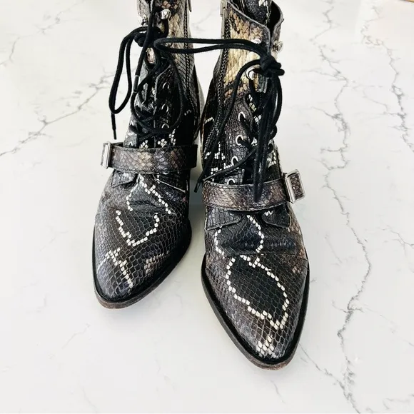 All Saints Katy Snakeskin Leather Boots