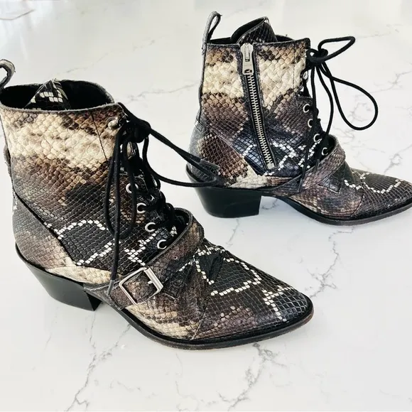 All Saints Katy Snakeskin Leather Boots