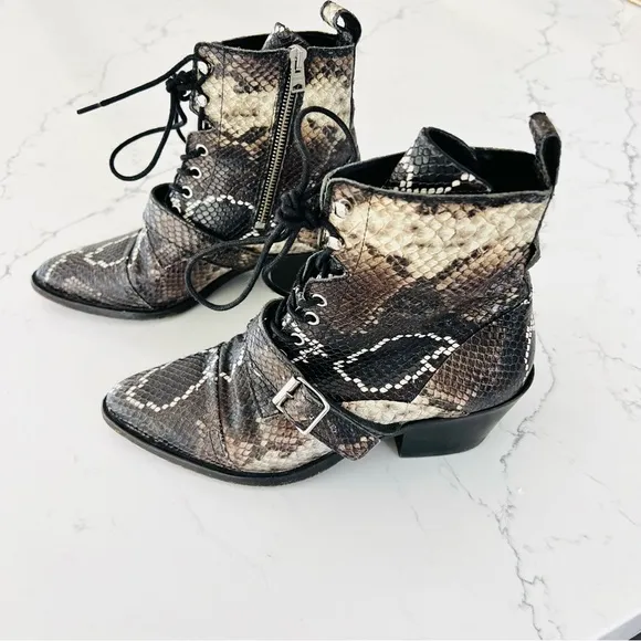 All Saints Katy Snakeskin Leather Boots