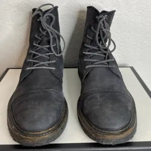 All Saints Mens Cap Toe Ankle Boots Black Suede Zipper Lace up Size 42 EU/9 US