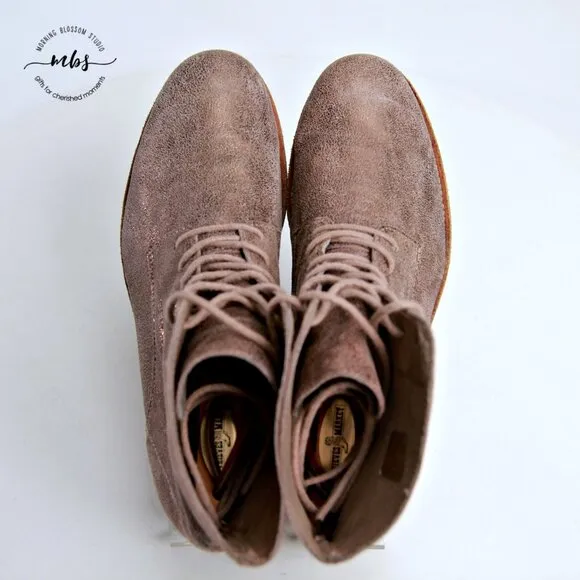 All Saints Metallic Suede Combat Boots in Gold Women Size 9