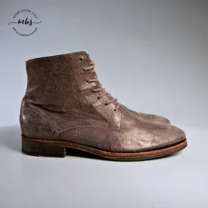 All Saints Metallic Suede Combat Boots in Gold Women Size 9