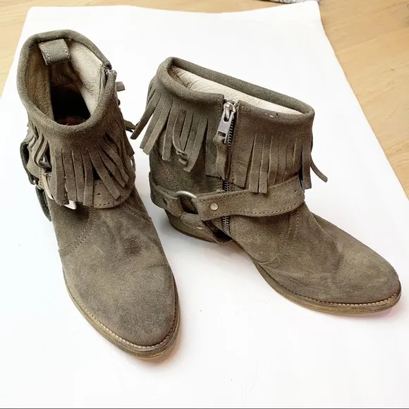 All Saints | Suede Bonny Cuban Harness Boots