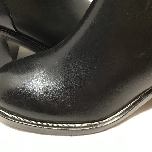All Saints Women’s Biker Boots MacArthur Black Side Zipper Stack Heels Size 8.5