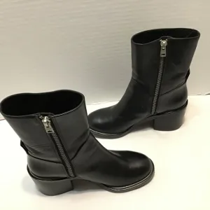 All Saints Women’s Biker Boots MacArthur Black Side Zipper Stack Heels Size 8.5