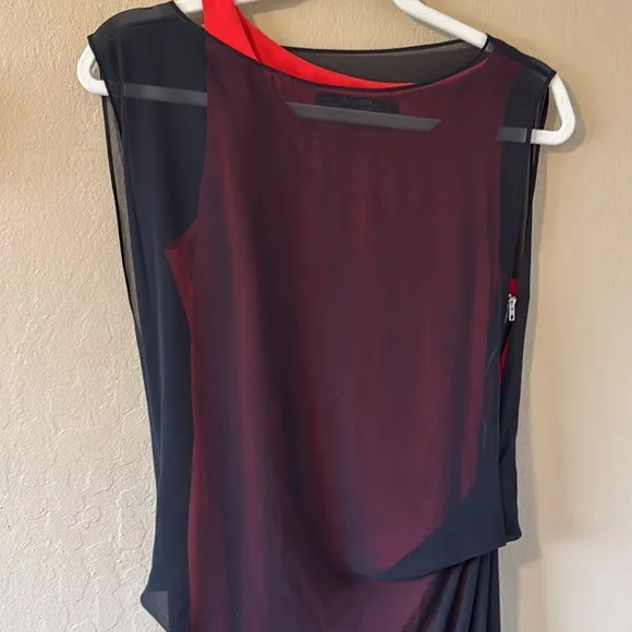 All Saints Women’s Sierra Dress Black With Red Slip Size 2