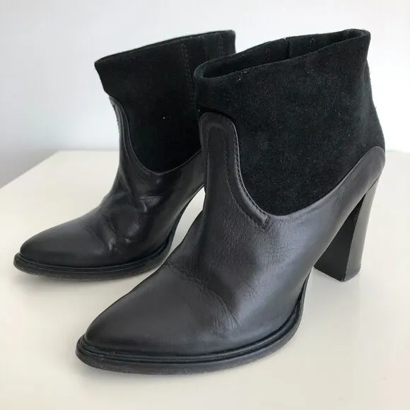 All Saints black leather and suede ankle booties 6