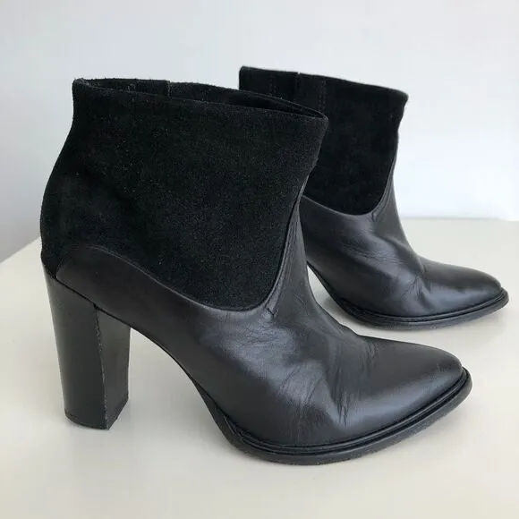 All Saints black leather and suede ankle booties 6