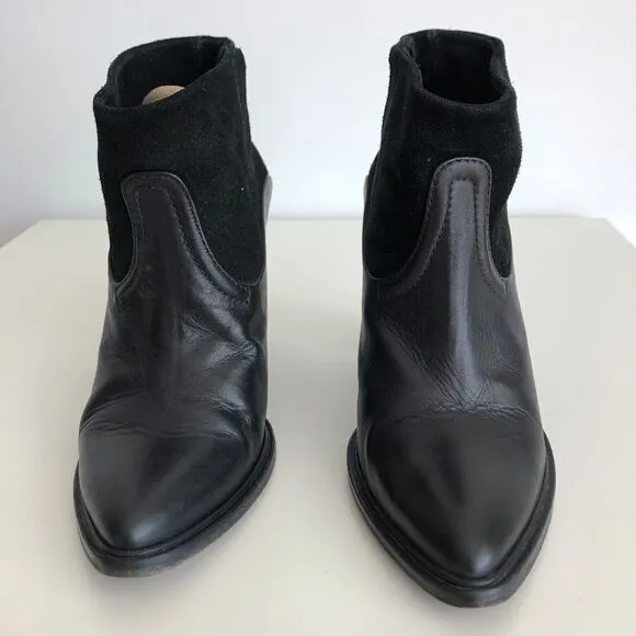 All Saints black leather and suede ankle booties 6