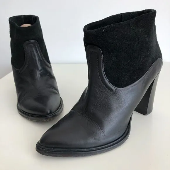 All Saints black leather and suede ankle booties 6
