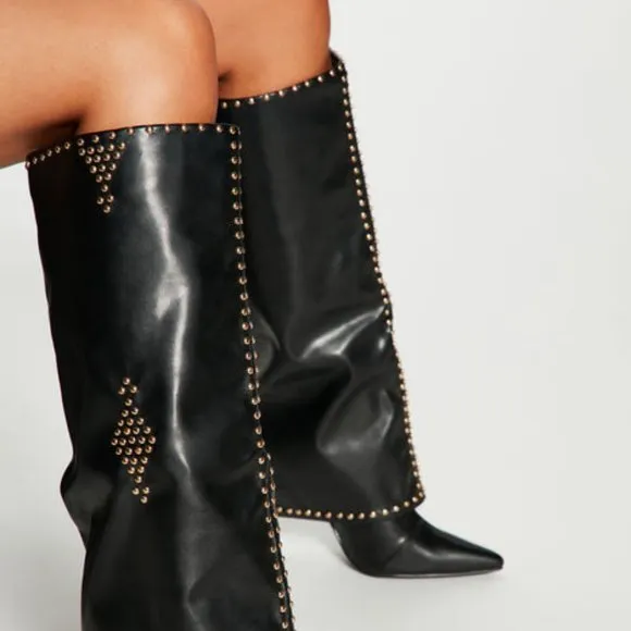 ALL STUDDED UP  Black  Knee High Boots ( BRAND NEW !!!! )