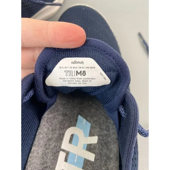 AllBirds‎ men's 8 marine blue tree runner lightweight tennis shoes sneakers