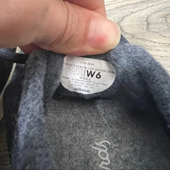 Allbirds Mizzle Waterproof Sneakers Shoes Navy Blue sz 6