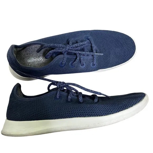 Allbirds Tree Runners Navy Marine Blue Lace-Up Knit Running Shoes Men's 12