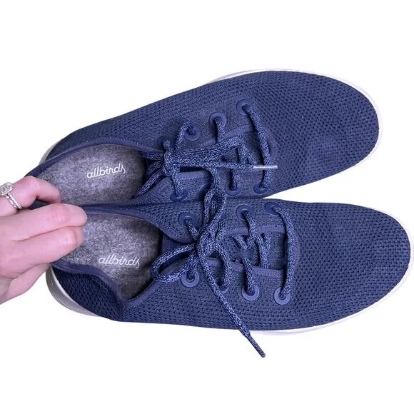 Allbirds Tree Runners Navy Marine Blue Lace-Up Knit Running Shoes Men's 12