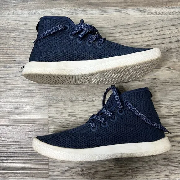 Allbirds Tree Toppers High Top Sneakers Shoes Marine White Sole sz 6
