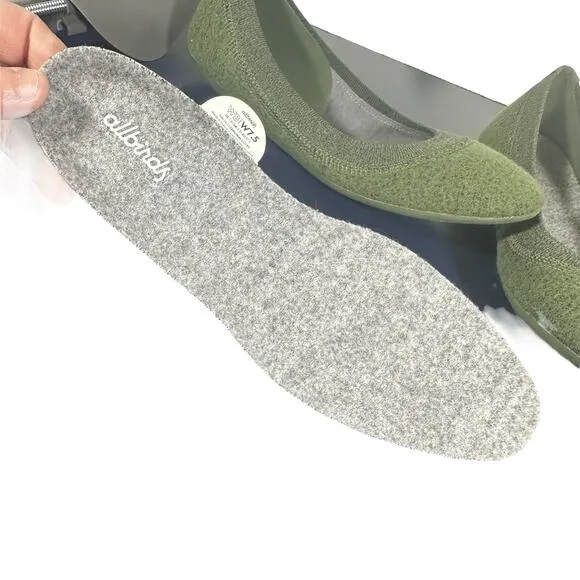 Allbirds Women's Ballet Flats Thunder Green Size 7.5, Merino Wool Comfortable