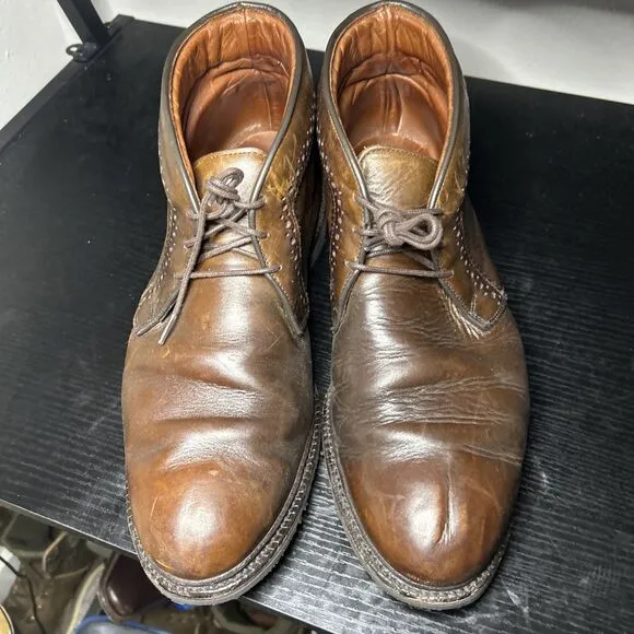 Allen Edmonds Bellevue Brown Leather Mens Chukka Ankle Boots Lace Up Size 13 D