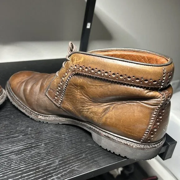 Allen Edmonds Bellevue Brown Leather Mens Chukka Ankle Boots Lace Up Size 13 D