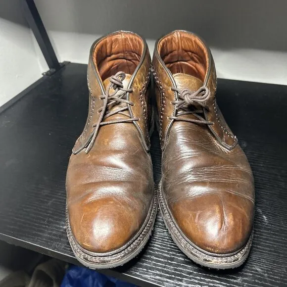 Allen Edmonds Bellevue Brown Leather Mens Chukka Ankle Boots Lace Up Size 13 D
