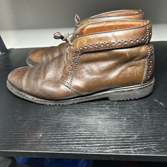 Allen Edmonds Bellevue Brown Leather Mens Chukka Ankle Boots Lace Up Size 13 D