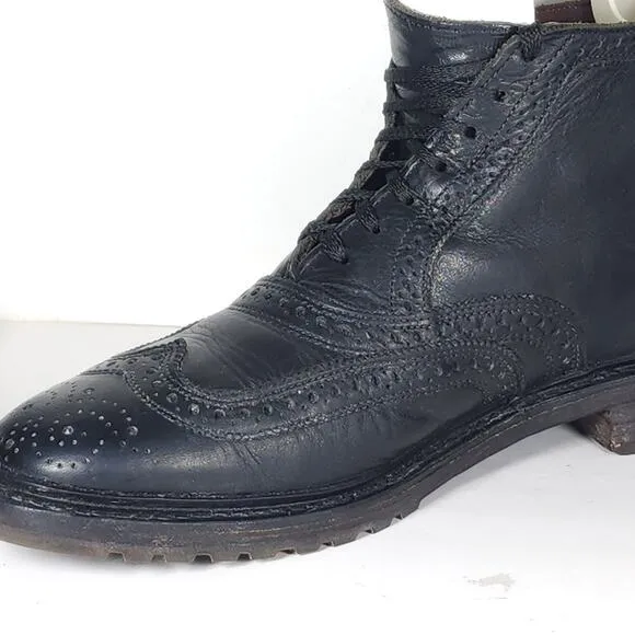 Allen Edmonds Men’s Stirling US8,5D Black Leather Wingtip Brogue Boots Made USA