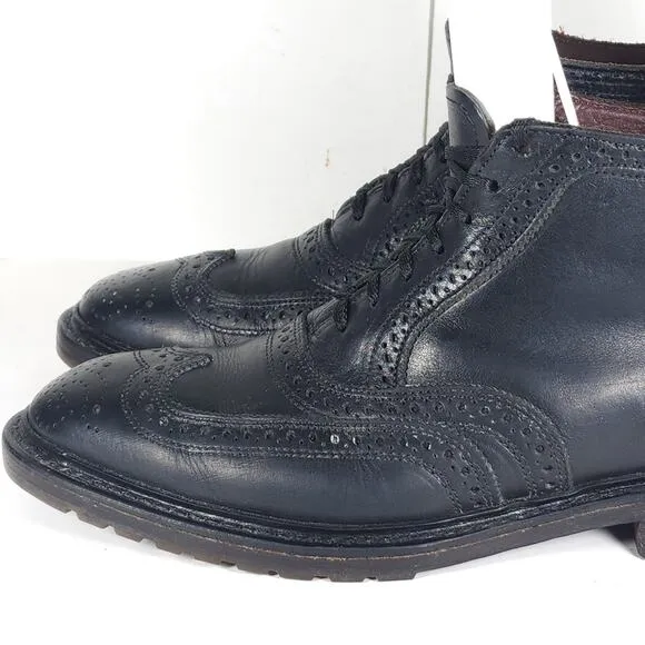 Allen Edmonds Men’s Stirling US8,5D Black Leather Wingtip Brogue Boots Made USA