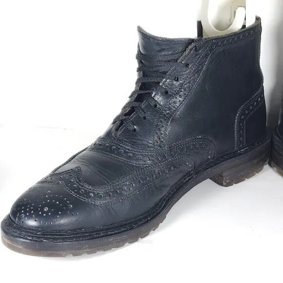 Allen Edmonds Men’s Stirling US8,5D Black Leather Wingtip Brogue Boots Made USA