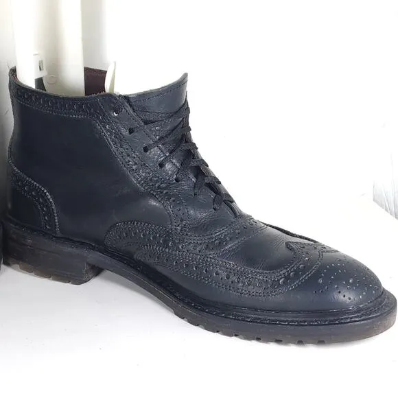 Allen Edmonds Men’s Stirling US8,5D Black Leather Wingtip Brogue Boots Made USA