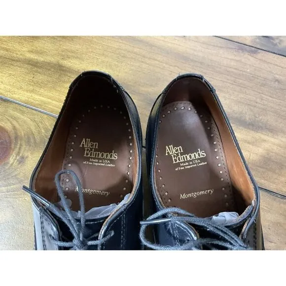 Allen Edmonds Montgomery Mens Size 8 D Black Leather Derby Split Toe Shoes