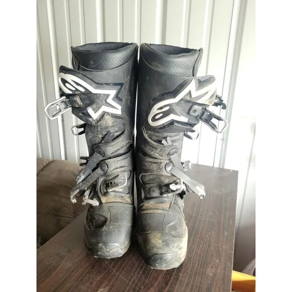 Alpinestars Tech 7 Boots Size 11 Black Motocross Racing NICE 🇮🇹🔥