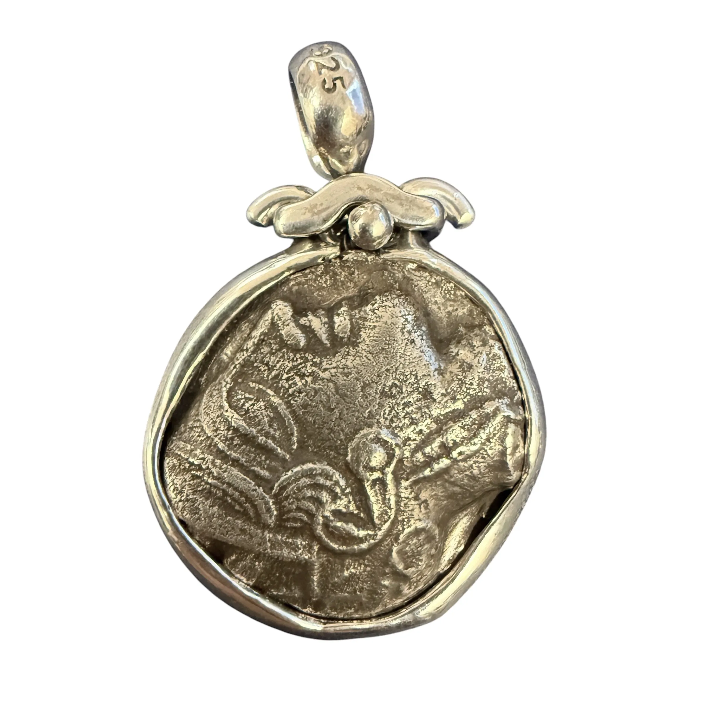 Ancient Greece -  AR Tetradrachma - Athena   Owl  - Mounted in Sterling Silver wrap - Circa 454-406 BCE