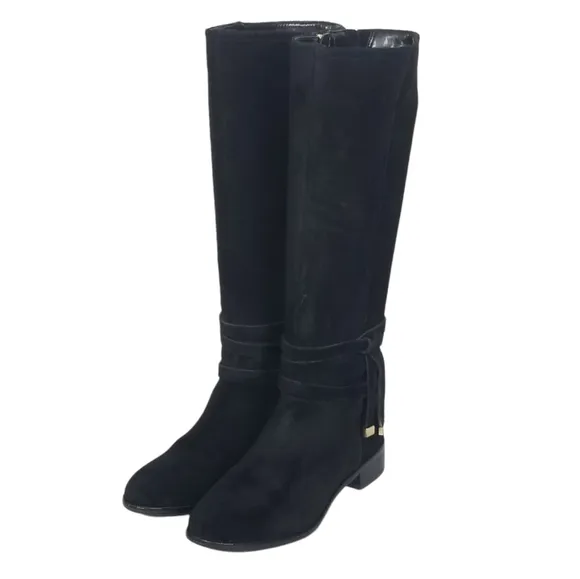 ANN TAYLOR Womens Black Leather Suede Knee High Riding Boots Size 6
