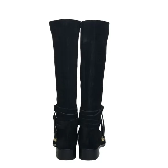 ANN TAYLOR Womens Black Leather Suede Knee High Riding Boots Size 6