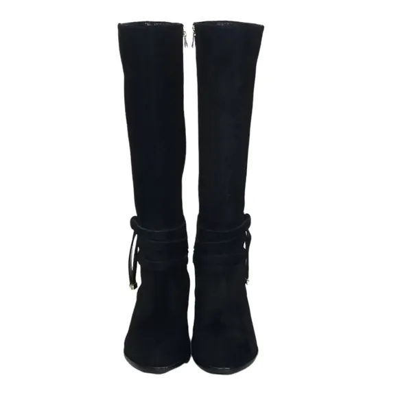 ANN TAYLOR Womens Black Leather Suede Knee High Riding Boots Size 6