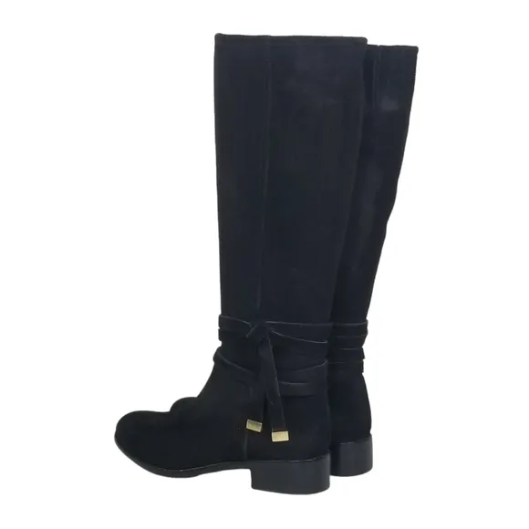 ANN TAYLOR Womens Black Leather Suede Knee High Riding Boots Size 6