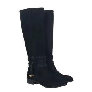ANN TAYLOR Womens Black Leather Suede Knee High Riding Boots Size 6