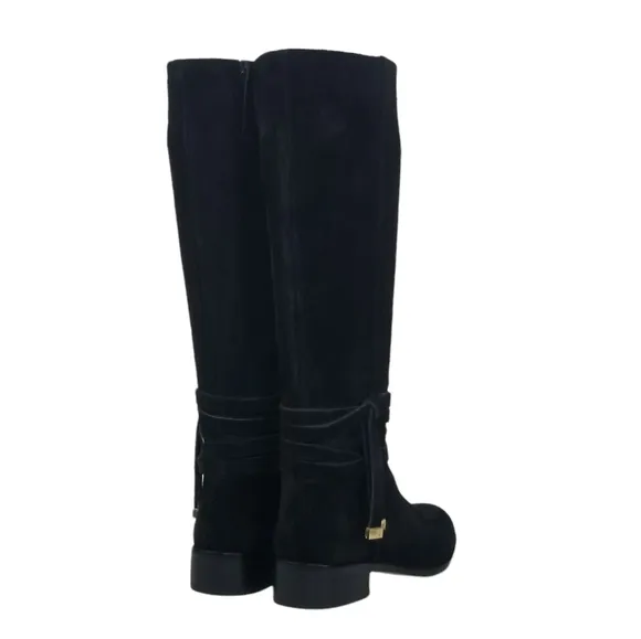 ANN TAYLOR Womens Black Leather Suede Knee High Riding Boots Size 6