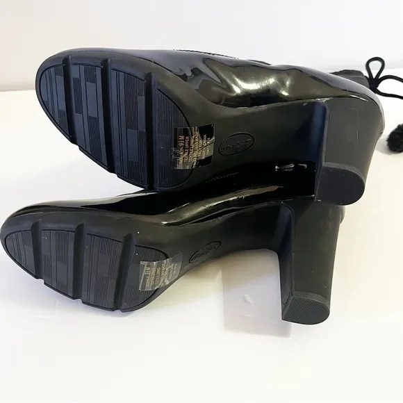 Anne Klein AK Sport Women Winter Boots Sz 9.5 Black Xhale Nylon Heeled Faux Fur
